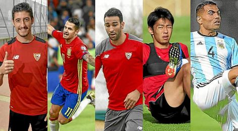 Vitolo, Escudero, Rami, Kiyotake y Mercado. Vitolo, Escudero, Rami, Kiyotake y Mercado.