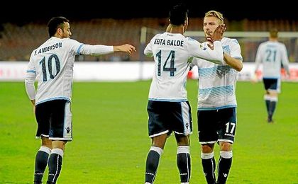 Keita Baldé celebra un gol con el exsevillista Immobile. Keita Baldé celebra un gol con el exsevillista Immobile.