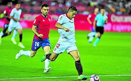 Wissam Ben Yedder, ante Osasuna. Wissam Ben Yedder, ante Osasuna.