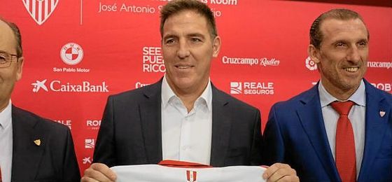 Berizzo, en su presentación con el Sevilla. Berizzo, en su presentación con el Sevilla.