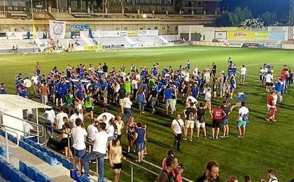 La celebración astigitana, tras terminar el encuentro. La celebración astigitana, tras terminar el encuentro.