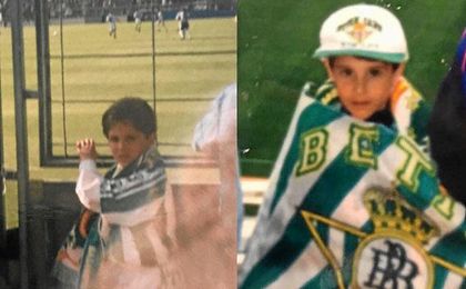 Fotografías de un pequeño bético enfundando la camiseta de las Trece Barras. Fotografías de un pequeño bético enfundando la camiseta de las Trece Barras.