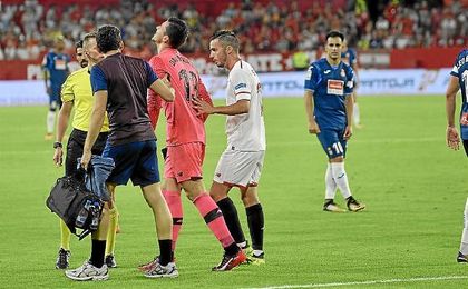 Soria se marcha lesionado del terreno de juego. Soria se marcha lesionado del terreno de juego.