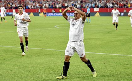 Ben Yedder celebra su diana de ayer. Ben Yedder celebra su diana de ayer.