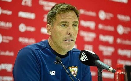 Berizzo, en la rueda de prensa previa al Celta. Berizzo, en la rueda de prensa previa al Celta.