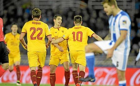 Ben Yedder, Franco Vázquez y Nasri, la temporada pasada en Anoeta. Ben Yedder, Franco Vázquez y Nasri, la temporada pasada en Anoeta.