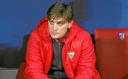 Montella, en el banquillo del Wanda Metropolitano. Montella, en el banquillo del Wanda Metropolitano.