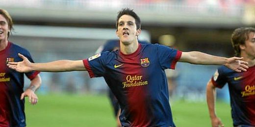 Luis Alberto celebra un tanto con el Barcelona B. Luis Alberto celebra un tanto con el Barcelona B.