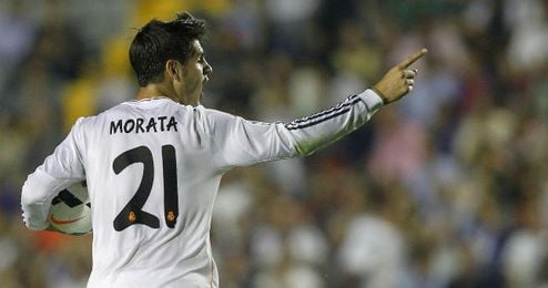 Morata celebra el gol del empate ante el Levante del pasado sábado. Morata celebra el gol del empate ante el Levante del pasado sábado.