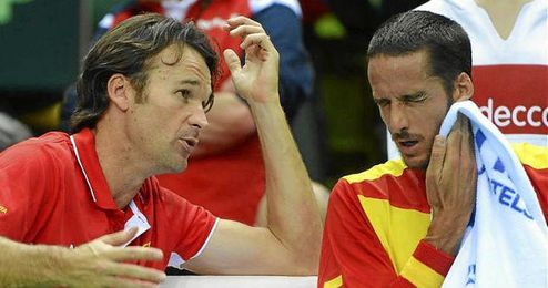 Carlos Moyá con Feliciano López. Carlos Moyá con Feliciano López.