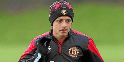 `Chicharito´ Hernández durante un entrenamiento del Manchester United. `Chicharito´ Hernández durante un entrenamiento del Manchester United.