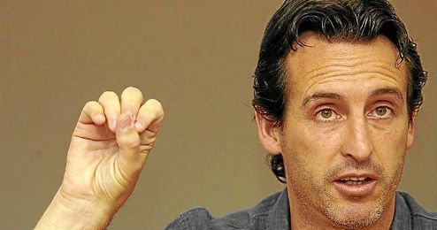 Unai Emery, durante un rueda de prensa. Unai Emery, durante un rueda de prensa.
