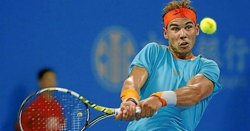 Nadal durante un partido en Shanghai. Nadal durante un partido en Shanghai.