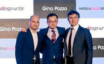 Pere Guardiola (BSM), Jiang Lizhang (Desports) y Gino Pozzo. Pere Guardiola (BSM), Jiang Lizhang (Desports) y Gino Pozzo.