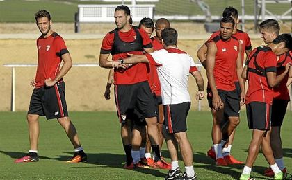 Rami, en la sesión de hoy con sus compañeros. Rami, en la sesión de hoy con sus compañeros.