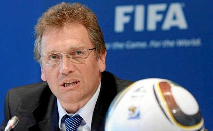 Valcke durante una rueda de prensa en representación de la FIFA. Valcke durante una rueda de prensa en representación de la FIFA.