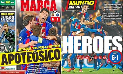 La prensa española califica de histórica la remontada del Barcelona. La prensa española califica de histórica la remontada del Barcelona.
