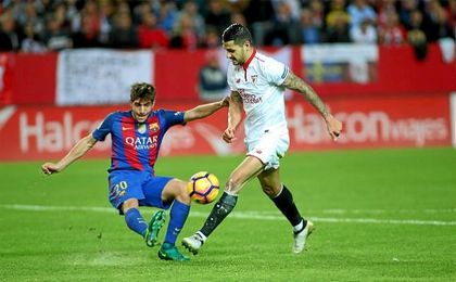 Vitolo, en el partido de Liga ante el Barcelona, donde marcó el gol sevillista. Vitolo, en el partido de Liga ante el Barcelona, donde marcó el gol sevillista.