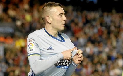 Iago Aspas celebrando un gol. Iago Aspas celebrando un gol.