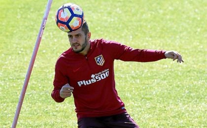 Koke, durante el entrenamiento posterior al robo. Koke, durante el entrenamiento posterior al robo.