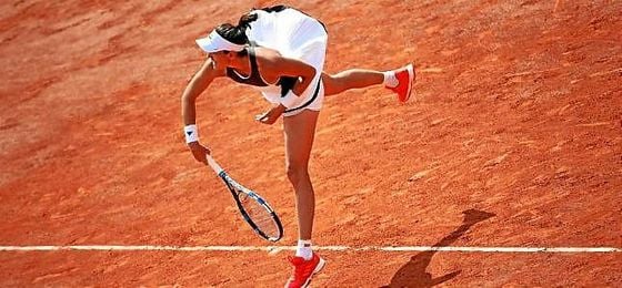 Muguruza, en un lance del partido ante Kontaveit. Muguruza, en un lance del partido ante Kontaveit.