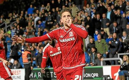 Gastón Ramírez celebra un gol con el Middlesbrough. Gastón Ramírez celebra un gol con el Middlesbrough.