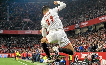 El ´Tucu´ Correa celebra su gol al Leganés en el Sánchz-Pizjuán. El ´Tucu´ Correa celebra su gol al Leganés en el Sánchz-Pizjuán.