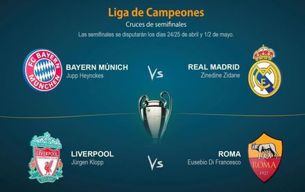 Otro "clásico" Bayern-Real Madrid y un Liverpool-Roma previos a la final de Kiev Otro "clásico" Bayern-Real Madrid y un Liverpool-Roma previos a la final de Kiev