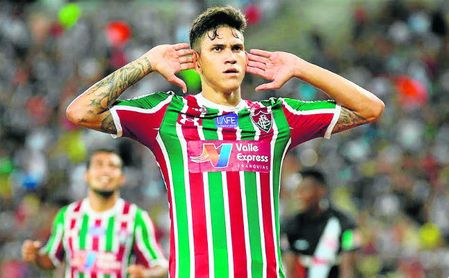 Pedro Guilherme Abreu dos Santos, de 21 años, celebra de forma reivindicativa un gol con el Fluminense. Pedro Guilherme Abreu dos Santos, de 21 años, celebra de forma reivindicativa un gol con el Fluminense.