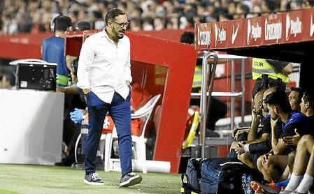 Bordalás, en su visita al Sánchez-Pizjuán, donde ganó por 0-2. Bordalás, en su visita al Sánchez-Pizjuán, donde ganó por 0-2.