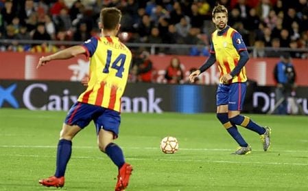 Piqué, en el partido amistoso entre la selección de Cataluña y Venezuela. Piqué, en el partido amistoso entre la selección de Cataluña y Venezuela.