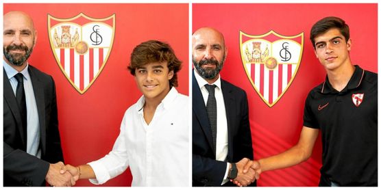 Carlos Álvarez y Juanlu, durante la firma de su contrato profesional. Carlos Álvarez y Juanlu, durante la firma de su contrato profesional.
