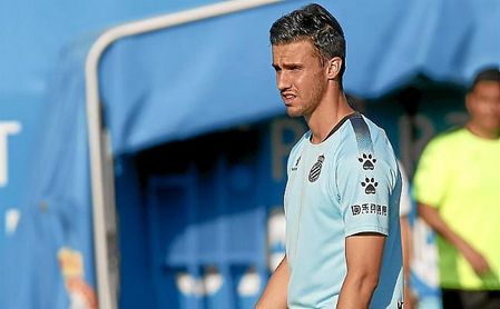 Corchia, en un entrenamiento con el Espanyol. Corchia, en un entrenamiento con el Espanyol.