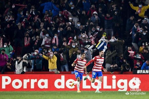 Antonio Puertas celebra el gol del empate del Granada.